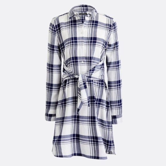 J. Crew Mercantile‎ Women's Dress Plaid Long Sleeve Half Button Tie Waist Small - Picture 1 of 12